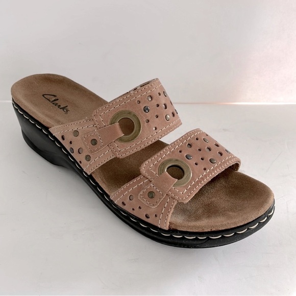 Clarks Shoes - CLARKS Bendable’s Women Leather Slides Sandals Slip On Shoes Size 9.5 Medium